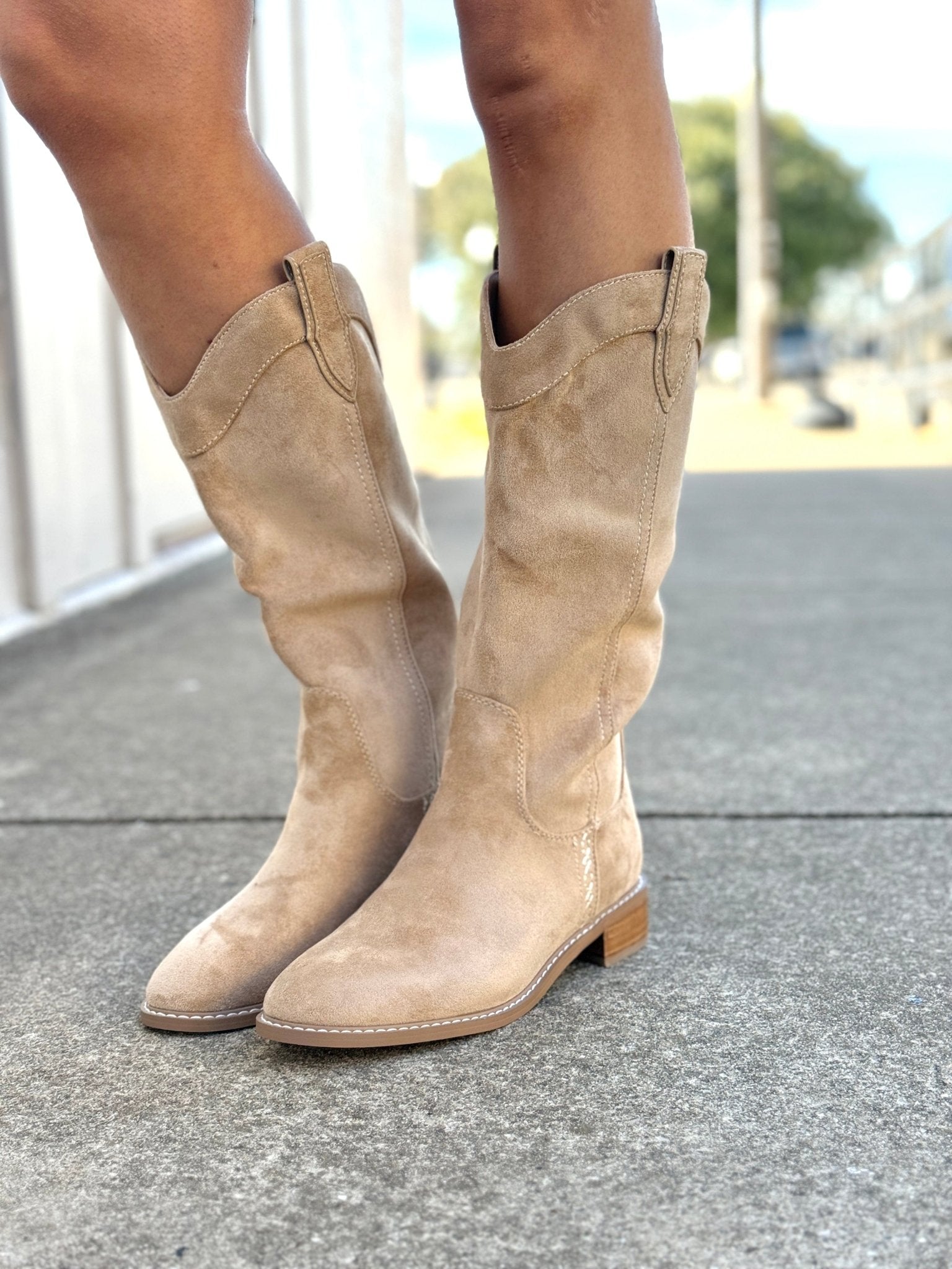 Chinese Laundry Merida Suede Boots In Camel - Infinity Raine