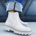 Rev Suede Booties In Cream - Infinity Raine