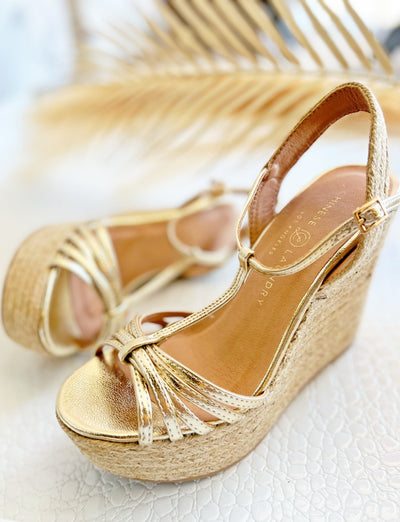 Chinese Laundry Evie Wedge Sandal-Gold - Infinity Raine