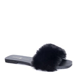 Chinese Laundry Madonna Fanta Fur Slides-Black - Infinity Raine