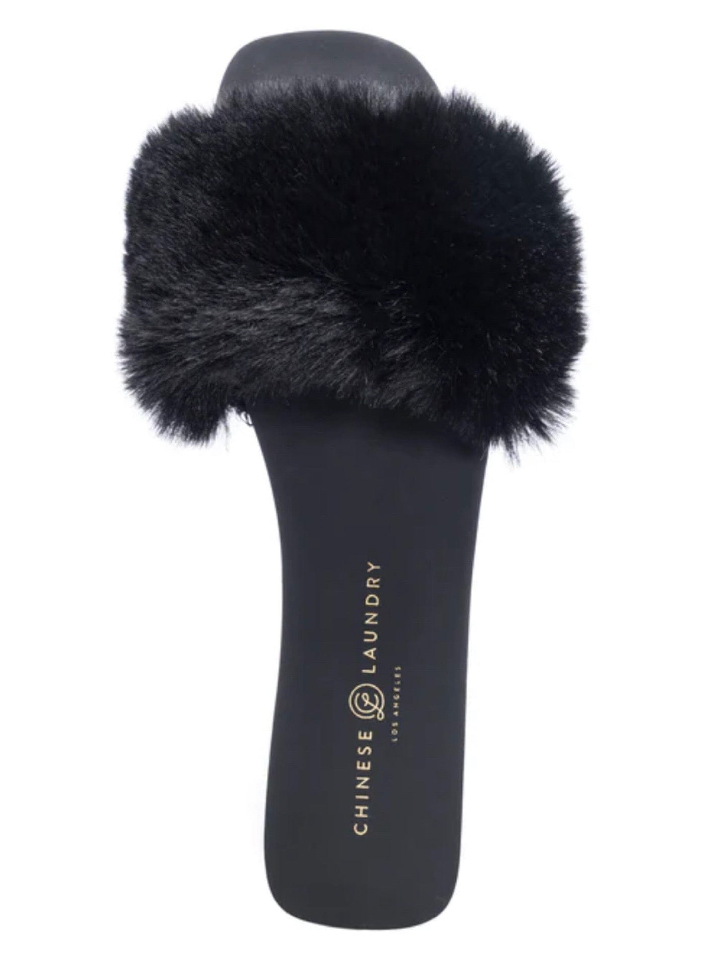 Chinese Laundry Madonna Fanta Fur Slides-Black - Infinity Raine