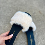 Chinese Laundry Madonna Fanta Fur Slides-Beige - Infinity Raine