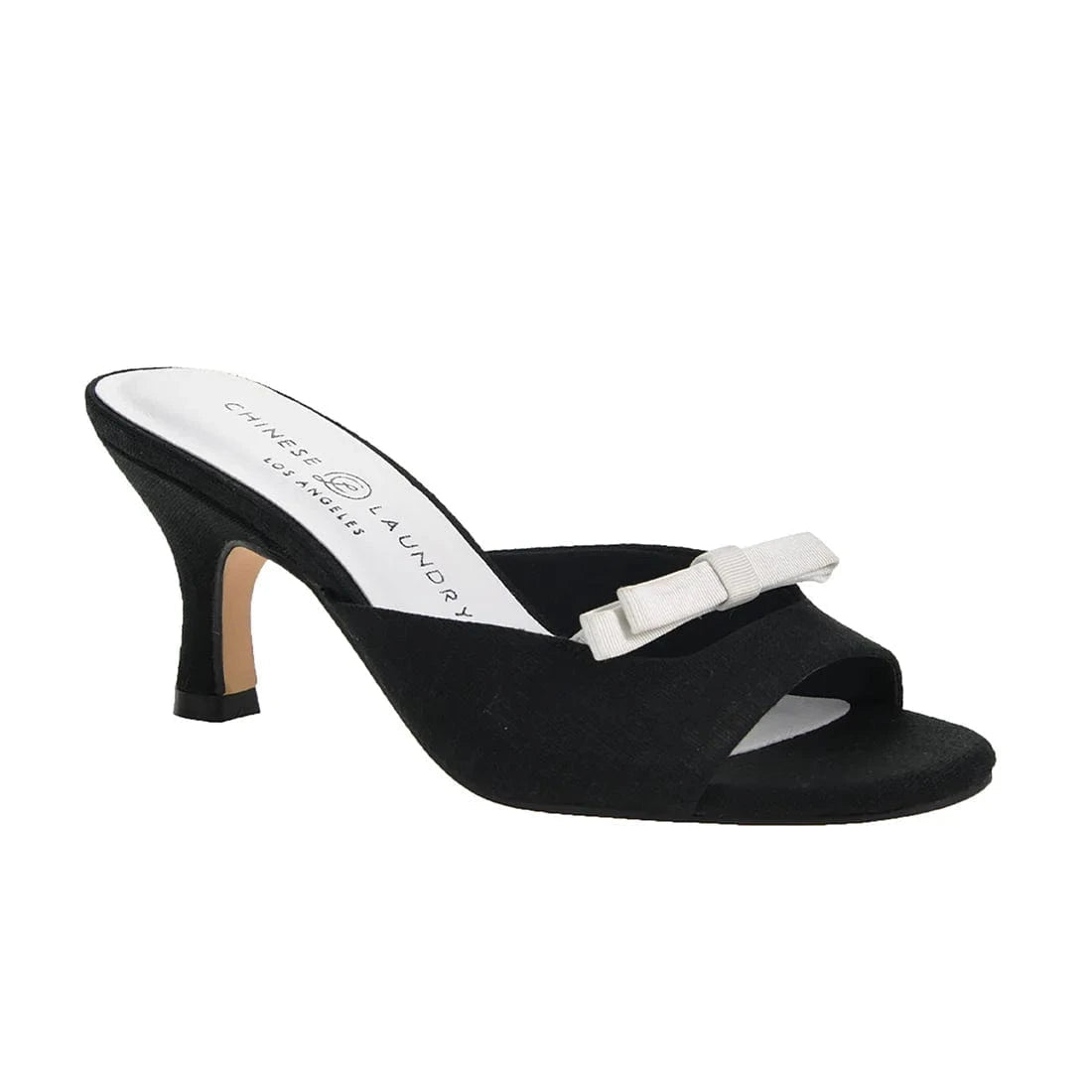 Escarpins Mules Chinese Laundry Noir Satin à Perles Et Paillettes - Talon 6,5 Cm - Taille US 6.5 - Occasion