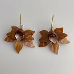 Chrome Flower Petal Dangle Earrings In Coffee - Infinity Raine