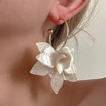 Chrome Flower Petal Dangle Earrings In Coffee - Infinity Raine