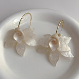 Chrome Flower Petal Dangle Earrings In White - Infinity Raine
