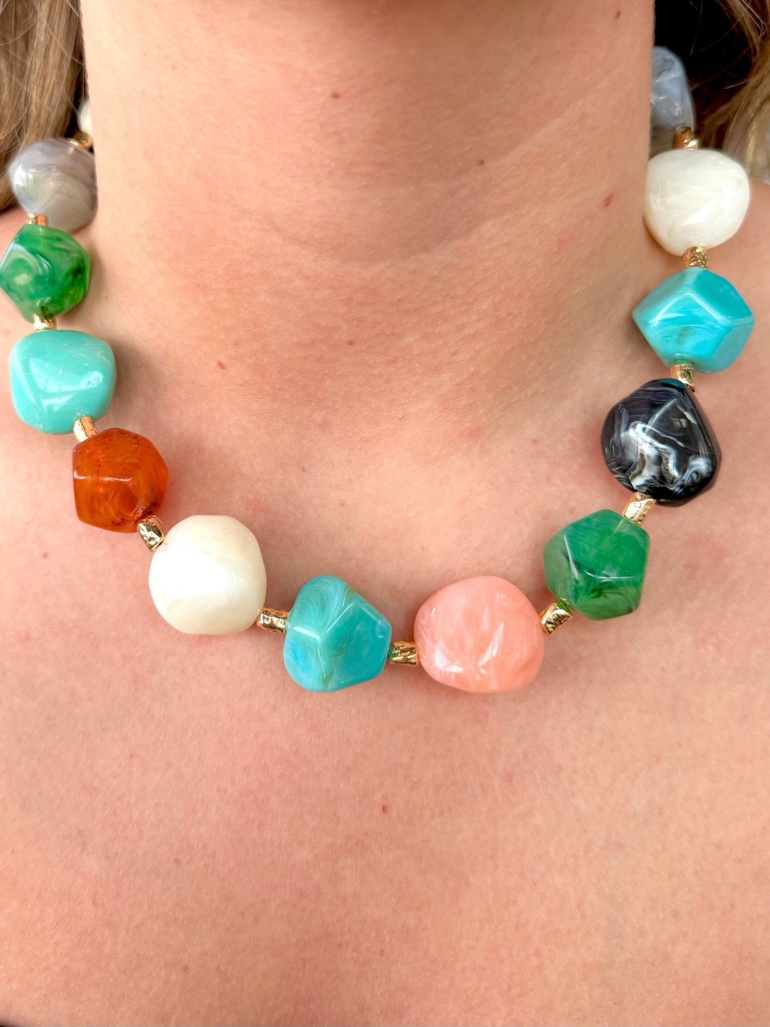 Chunky Marble Multi Color Stone Necklace - Infinity Raine