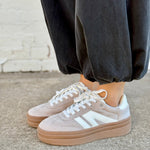 Chunky Platform Low Top Sneakers In Beige - Infinity Raine
