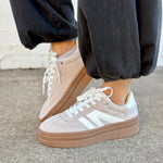 Chunky Platform Low Top Sneakers In Beige - Infinity Raine