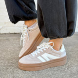 Chunky Platform Low Top Sneakers In Beige - Infinity Raine