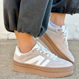 Chunky Platform Low Top Sneakers In Beige - Infinity Raine