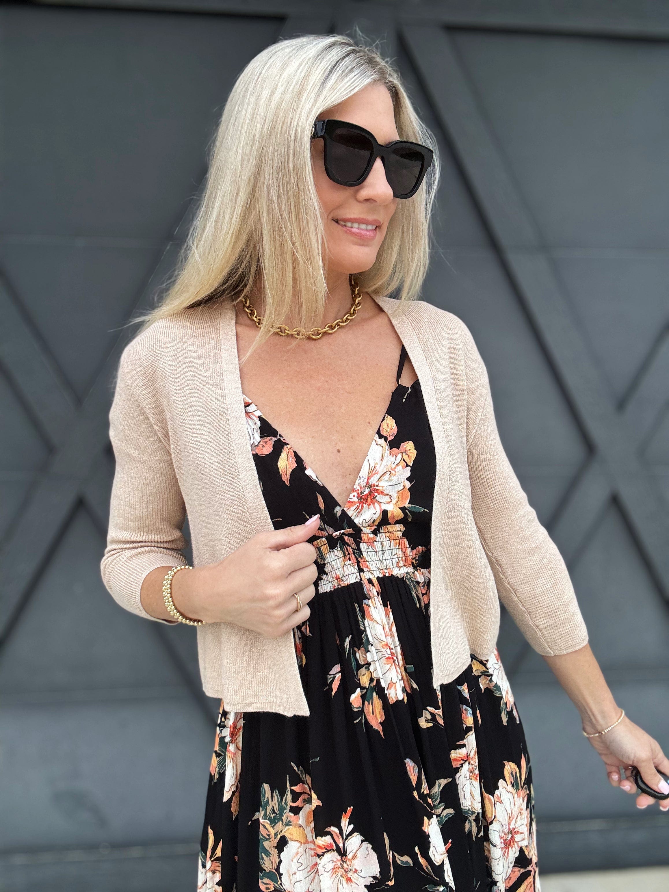 Cielo Tops - Sweaters Open Bolero Cardigan In Khaki