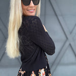 Open Bolero Pointelle Cardigan In Black - Infinity Raine