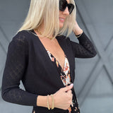 Open Bolero Pointelle Cardigan In Black - Infinity Raine