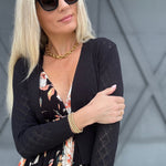 Open Bolero Pointelle Cardigan In Black - Infinity Raine