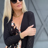Open Bolero Pointelle Cardigan In Black - Infinity Raine