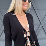 Open Bolero Pointelle Cardigan In Black - Infinity Raine