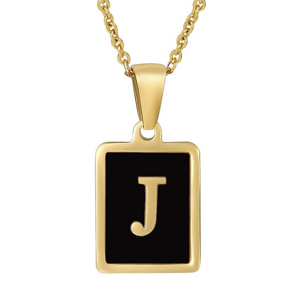 Classy Black Initial Monogram Necklace - Infinity Raine