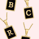 Classy Black Initial Monogram Necklace - Infinity Raine