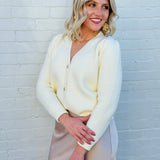 Classy V Neck cardigan In Cream - Infinity Raine