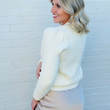 Classy V Neck cardigan In Cream - Infinity Raine