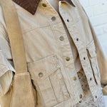 Collar Contrast Utility Jacket In Beige - Infinity Raine