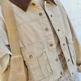 Collar Contrast Utility Jacket In Beige - Infinity Raine