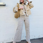 Collar Contrast Utility Jacket In Beige - Infinity Raine