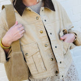 Collar Contrast Utility Jacket In Beige - Infinity Raine