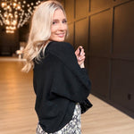 Collared Button Down Cardigan Sweater in Black - Infinity Raine