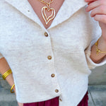 Collared Button Down Cardigan Sweater In H Beige - Infinity Raine
