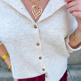 Collared Button Down Cardigan Sweater In H Beige - Infinity Raine