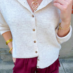 Collared Button Down Cardigan Sweater In H Beige - Infinity Raine