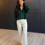 Collared Button Down Cardigan Sweater in Hunter Green - Infinity Raine