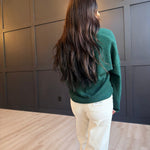 Collared Button Down Cardigan Sweater in Hunter Green - Infinity Raine