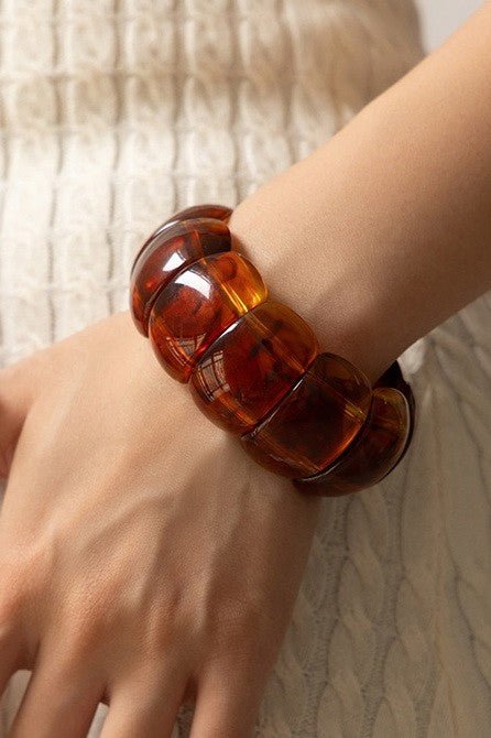 Color-Block Acrylic Stretch Cord Bracelet - Infinity Raine