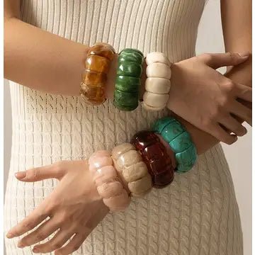 Color-Block Acrylic Stretch Cord Bracelet - Infinity Raine