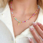 Colorful Beaded Cross Necklace - Infinity Raine