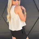 Contrast Front Tie Pintuck Detail Tank In Khaki - Infinity Raine