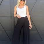 Contrast Piped Ribbed Knit Tank In White - Infinity Raine