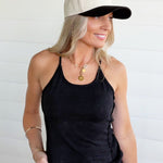 Contrast Side Panel Sleeveless Top In Ash Black - Infinity Raine