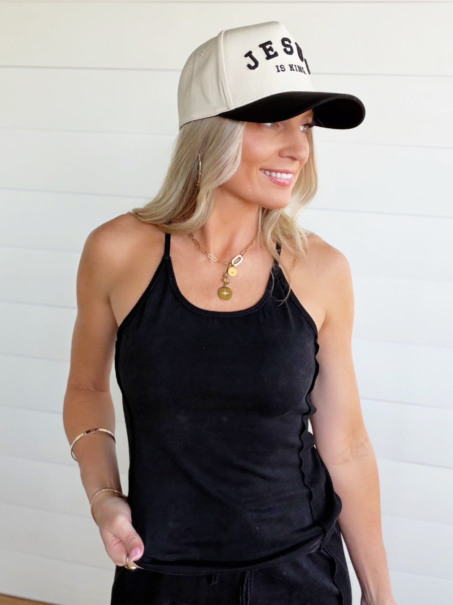 Contrast Side Panel Sleeveless Top In Ash Black - Infinity Raine