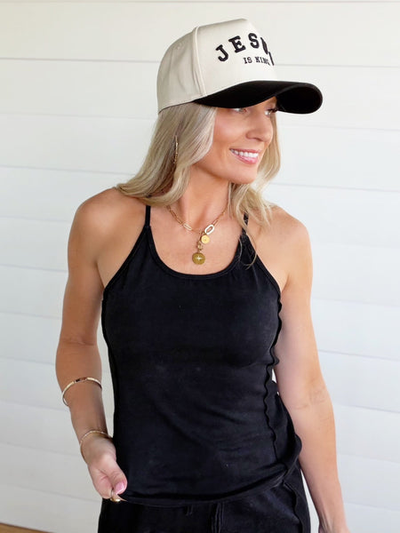 Contrast Side Panel Sleeveless Top In Ash Black – Infinity Raine