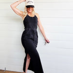 Contrast Side Panel Sleeveless Top In Ash Black - Infinity Raine
