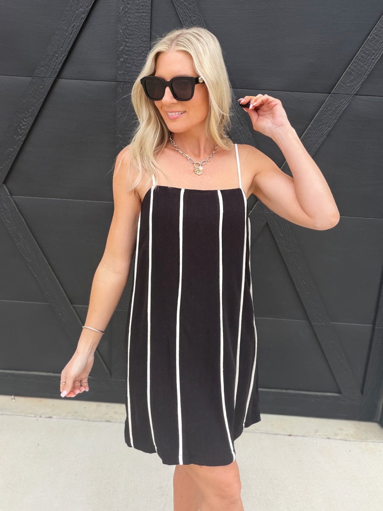 Contrast Stitch Mini Dess In Black - Infinity Raine