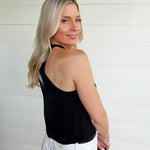 Cord Keyhole Sleeveless Top In Black - Infinity Raine