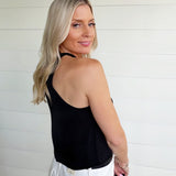 Cord Keyhole Sleeveless Top In Black - Infinity Raine