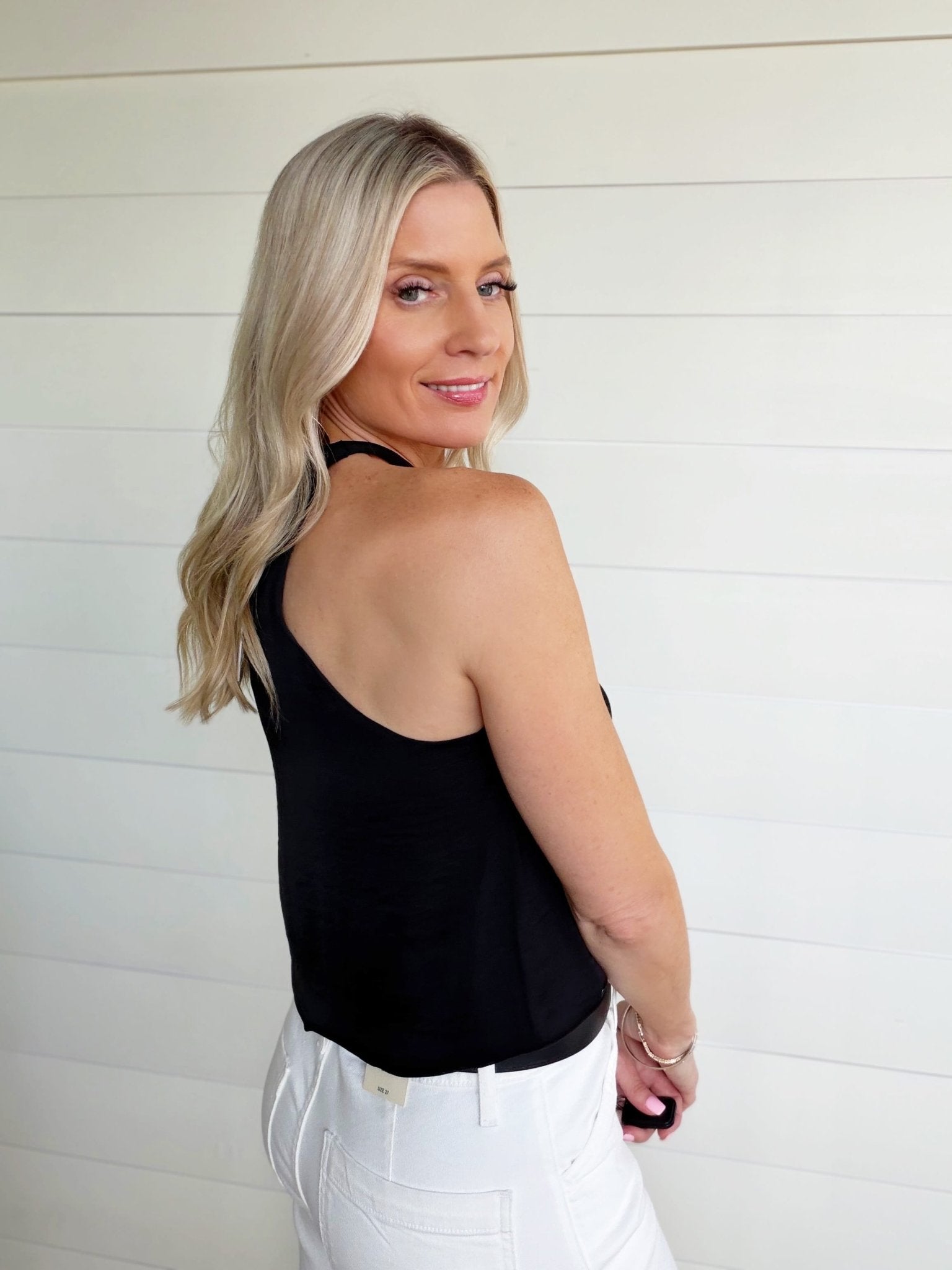 Cord Keyhole Sleeveless Top In Black - Infinity Raine