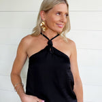 Cord Keyhole Sleeveless Top In Black - Infinity Raine