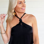 Cord Keyhole Sleeveless Top In Black - Infinity Raine